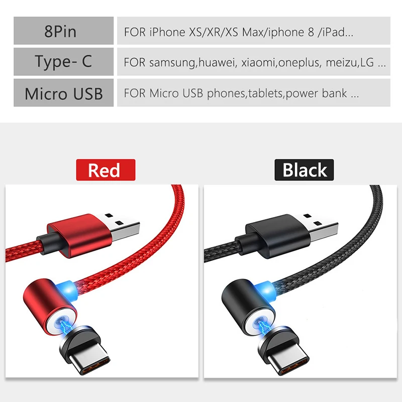 Магнитный кабель Micro USB для iPhone Samsung Type c магнитное зарядное устройство зарядки