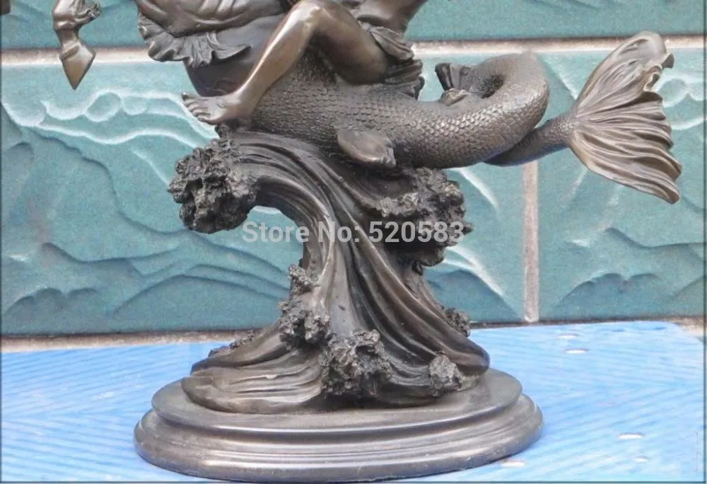 SCY 18 &quotГреческий миф Бронзовый Мраморный морской император Посейдон ездить на