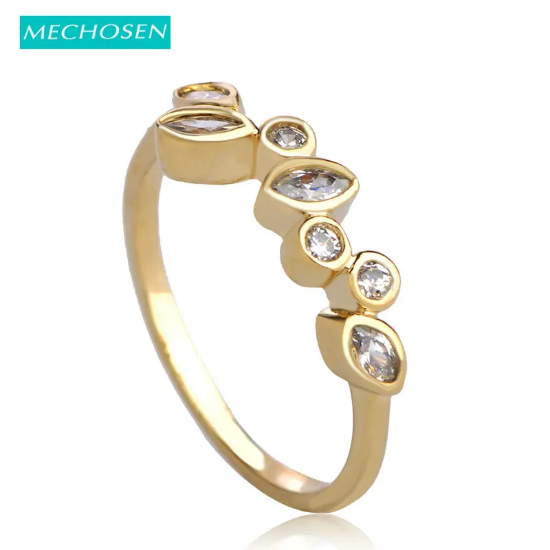 Женское кольцо со стразами MECHOSEN Золотое в форме листьев медное для свадебной