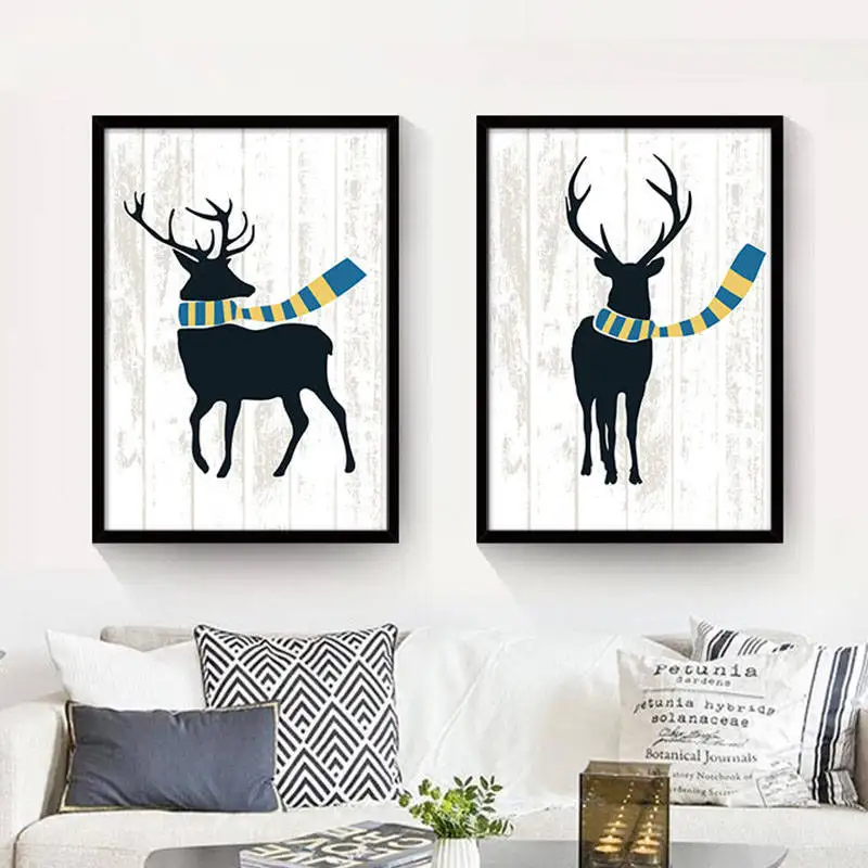 Nordic Unframed Fashionable Creative flower Elk DIY Inkjet Oil Canvas Painting Living Room Poster home decor Wall Art | Дом и сад