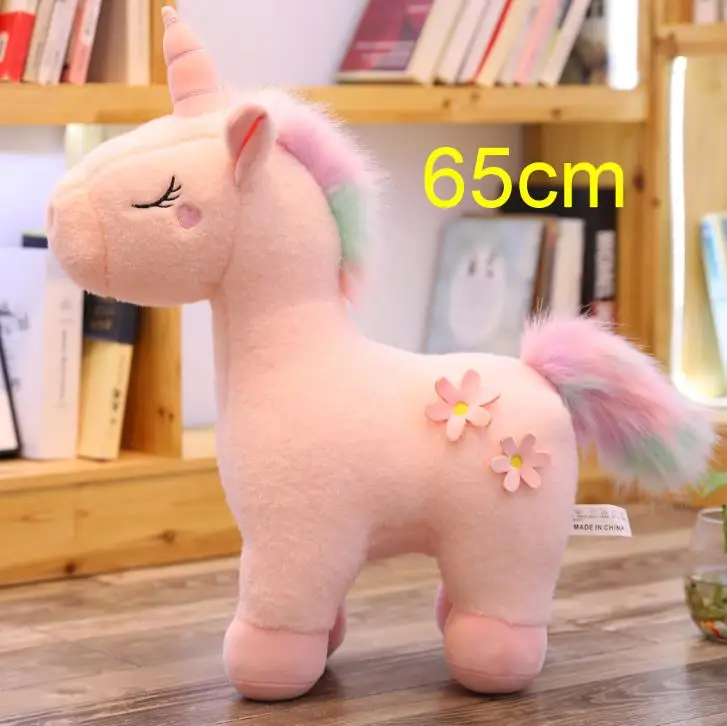 65CM stand pink 25-100 см, большой размер, kawaii, единорог, плюшевые игрушки, 3 вида стилей, чучело, единорог, лошадь, кукла, мягкая, детская, для домашнего декора, подарки, подушка - Цвет: 65CM stand pink
