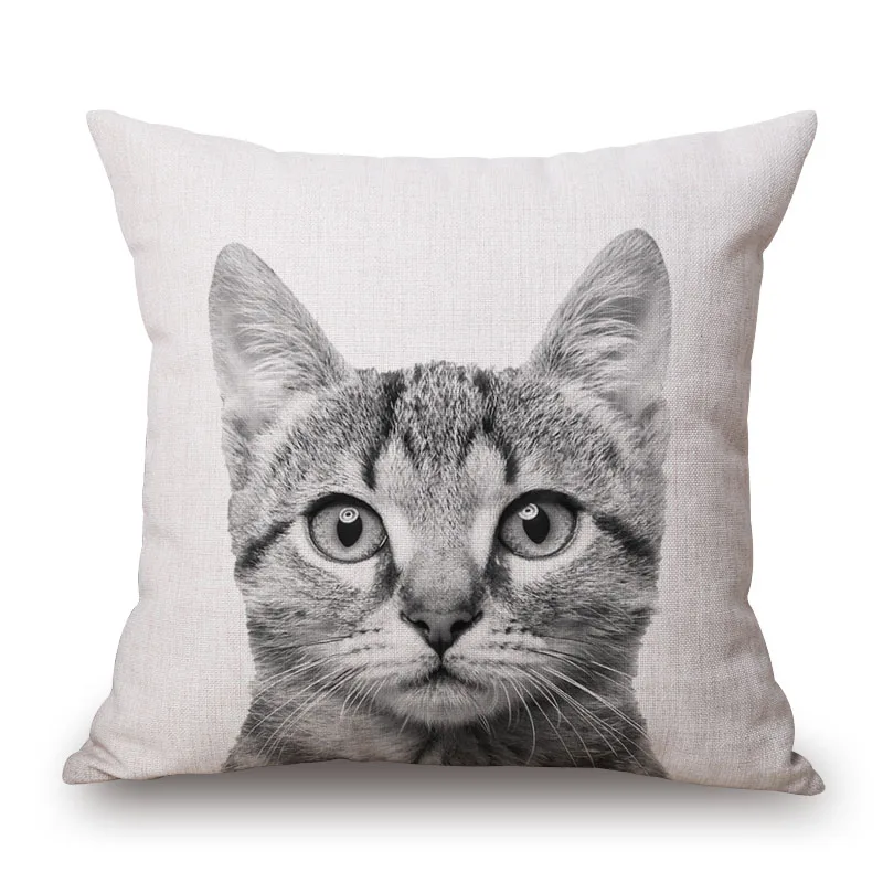 Cute Lovely Cat Cushion Cover Black and white head House cat Animal Throw Pillows Home Office Deco Car Sofa Pillow Case | Дом и сад