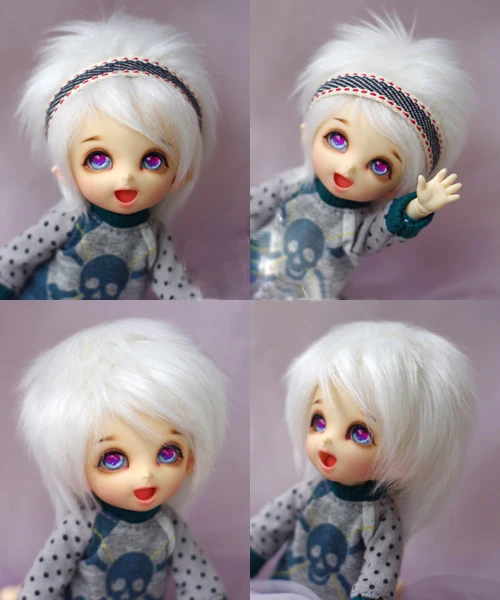 Парик из меха BJD для кукол 1/8 1/12 белые короткие меховые парики BJD|Куклы| |