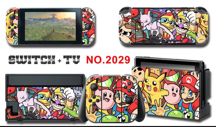 Для nintendo Switch Pain sticker консоль Dock Joy Con полное покрытие цветной бумажной кожи Закаленное стекло протектор экрана от 2000-2305