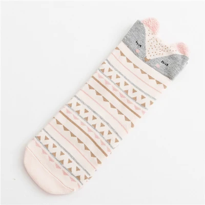 Pink fox Skritts мультфильм носок для женщин милые животные узор носки теплые зимние креативные носки дамы красочные модные короткие забавные 1 пара - Цвет: Pink fox