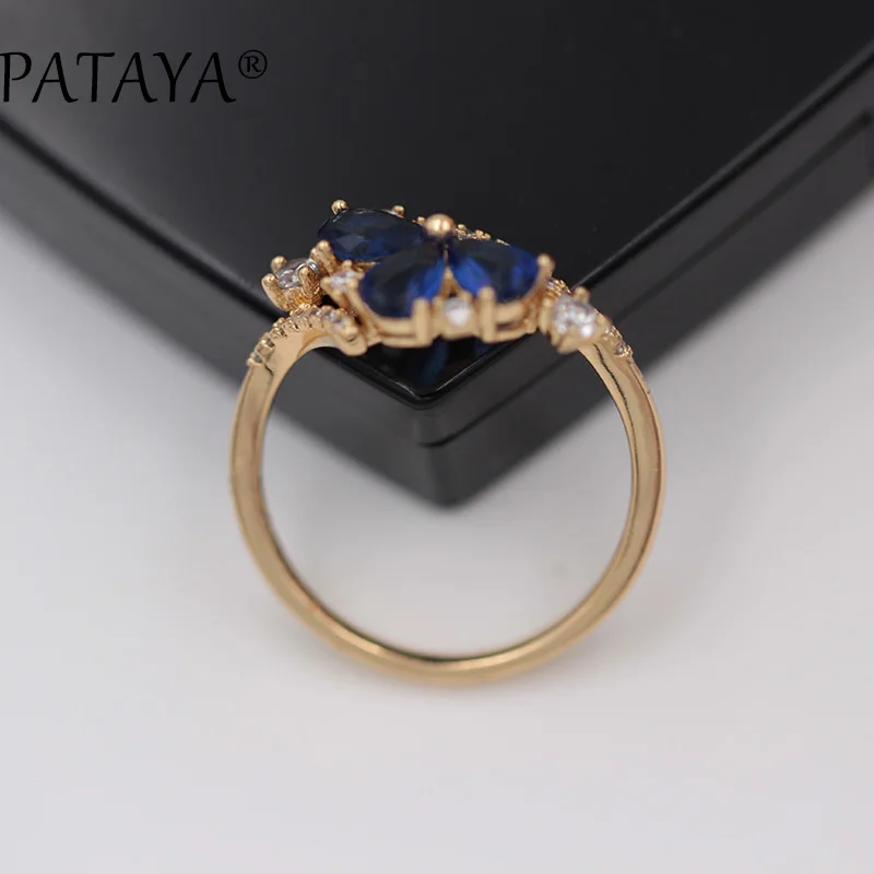 PATAYA, Новое поступление 585, розовое золото, капли воды, кольца для женщин, модные, темно-синие, натуральный циркон, кольцо, для свадьбы, вечеринки, ювелирные изделия, аксессуары