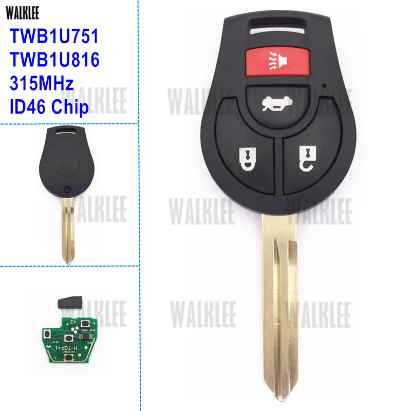 WALKLEE Key Auto Remote 315MHz костюм для Nissan X Trail Cube March солнечное сильфи Tiida Qashqai дверной замок