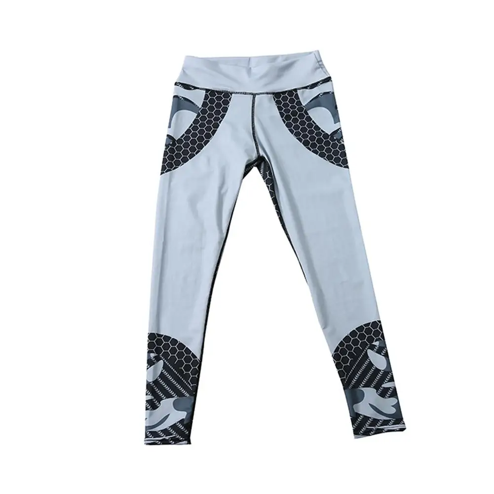 Женские спортивные штаны для фитнеса и йоги с принтом летние облегающие дышащие