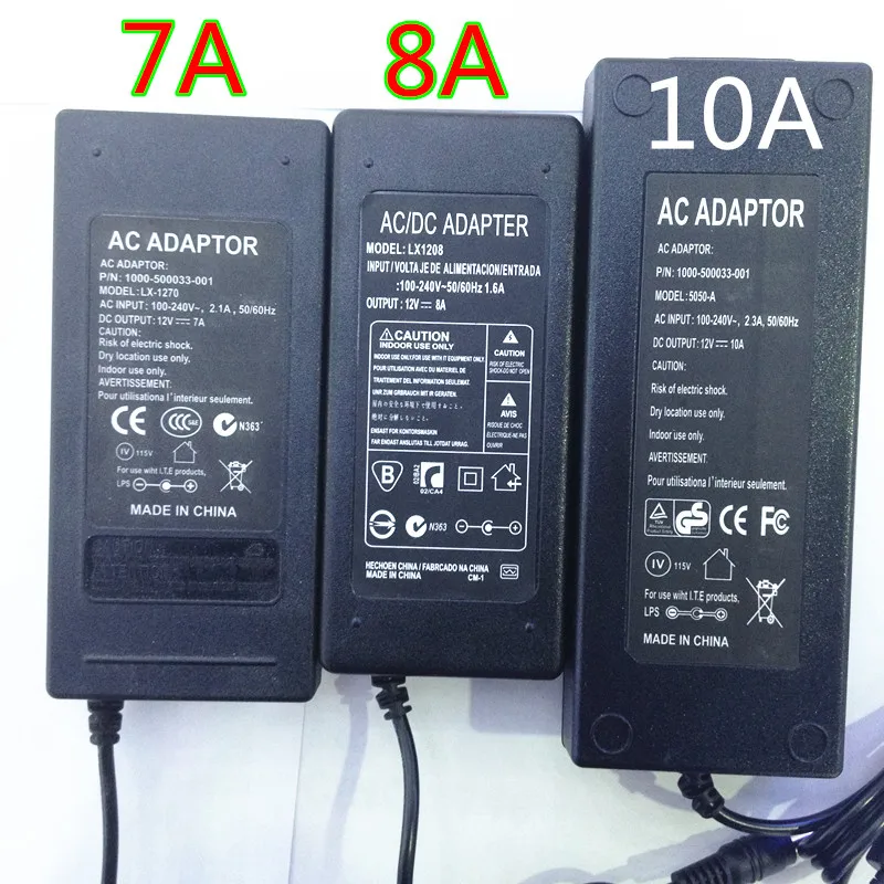 Адаптер питания для светодиодной ленты EU/US/для AC100-240V-DC12V 1A 2A 3A 5A 6A 8A 10A шнур 4 варианта вилки трансформатора