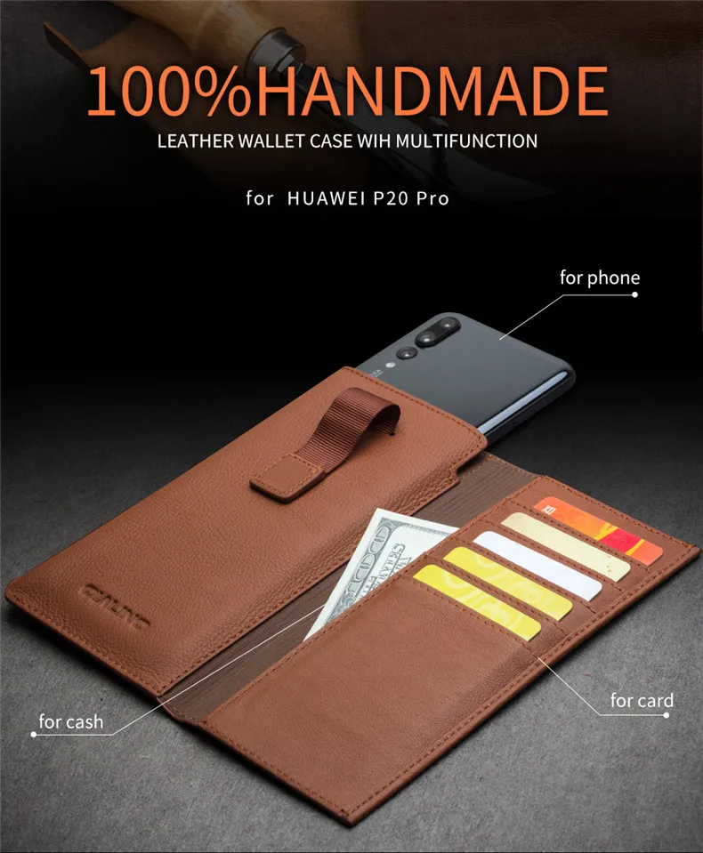 QIALINO, сумка-чехол из натуральной кожи для huawei Ascend P20 Pro, Модный чехол-кошелек с отделением для карт, Мягкий Роскошный чехол для телефона 6,1 дюймов