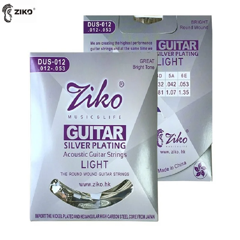 

Ziko DUS-012 Silver Plated Acoustic Guitar Strings, Light, 12-53