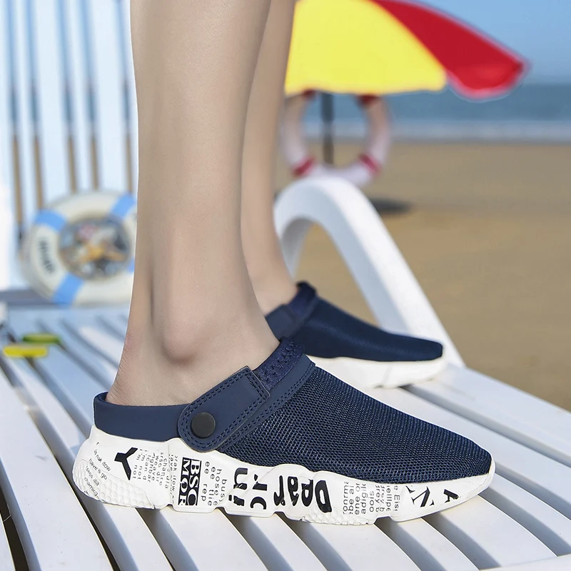 9927blue DUDELI/мужские сандалии размера плюс 39-46; летние дышащие мужские светящиеся тапочки из сетчатого материала; мужская пляжная обувь; тапочки для отдыха - Цвет: 9927blue