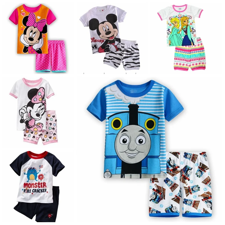 Новые стильные летние Пижамные комплекты с рисунком для мальчиков футболки