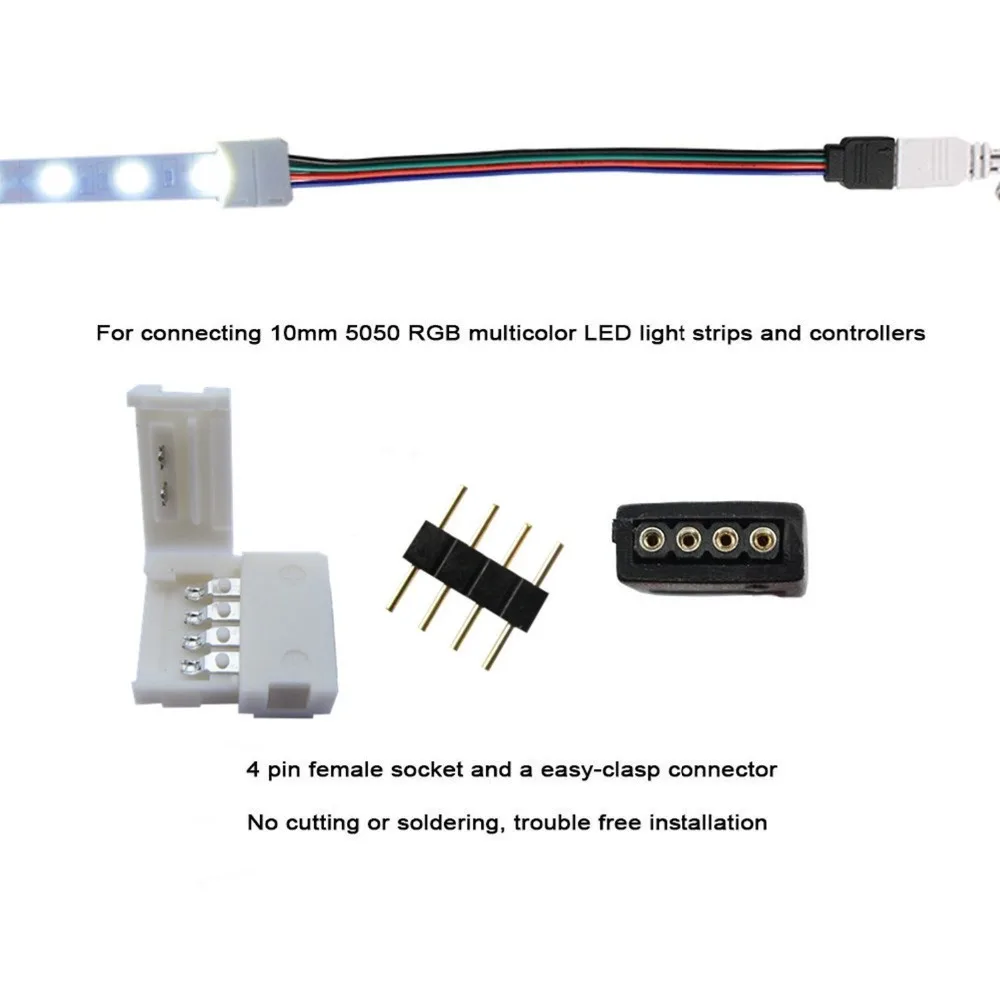 OSIDEN BX4P 10 мм без пайки удлинитель 4Pin светодиодные ленты разъемы RGB для 5050 ленты|rgb