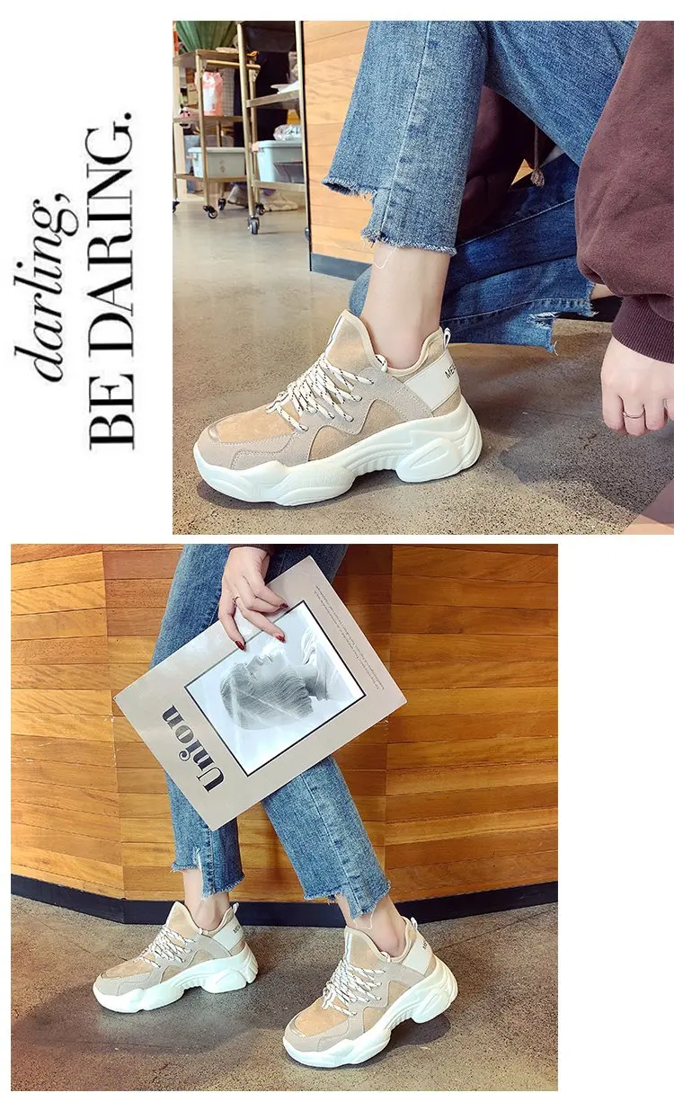 Women's Chunky Sneakers Spring Fashion Skate Women Platform Shoes Lace Up Woman Trainers Vulcanized Old Dad Shoes New S