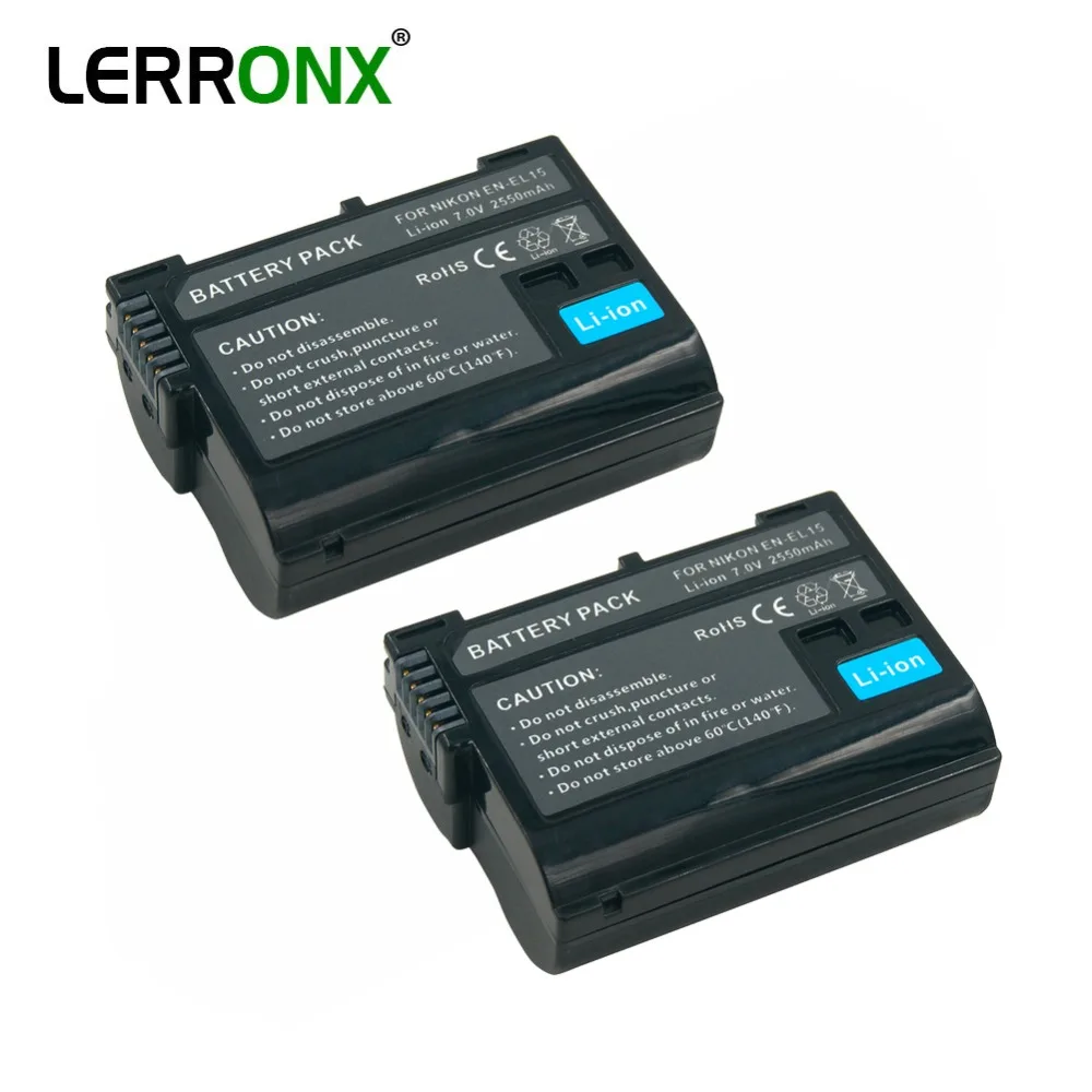 2 шт перезаряжаемая цифровая батарея EN-EL15 EN EL15 2550mAh литий-ионная батарея для камеры Nikon D7500 D7000 D500 D600 D800 D8100