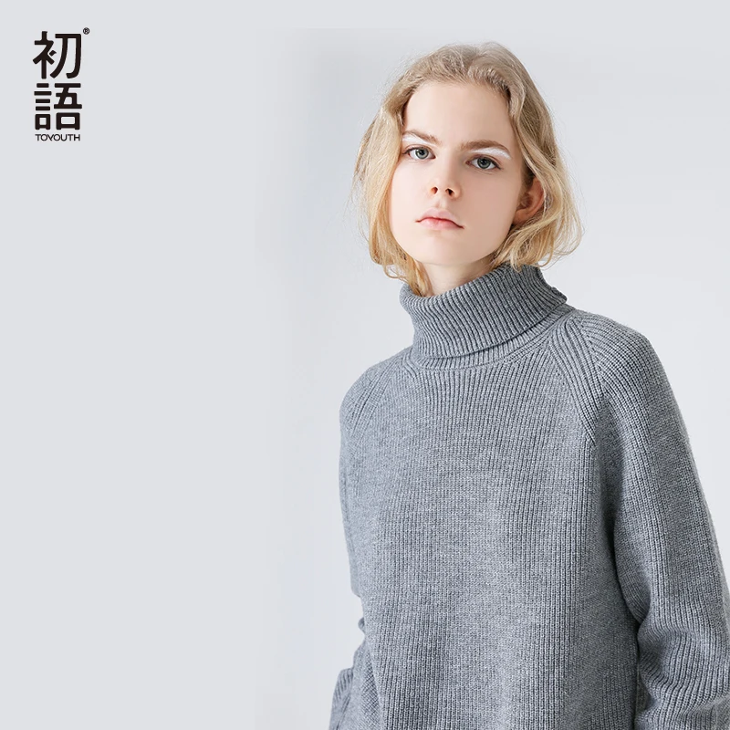 Toyouth Slim Sweater Women 2019 Autumn Spring Knitted Patchwork Long Sleeve Turtleneck Knitting Pullover Womens Sweaters | Женская