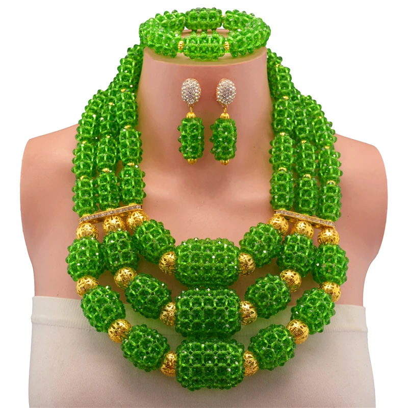 2017 нигерийский Свадебный комплект ювелирных изделий в африканском стиле