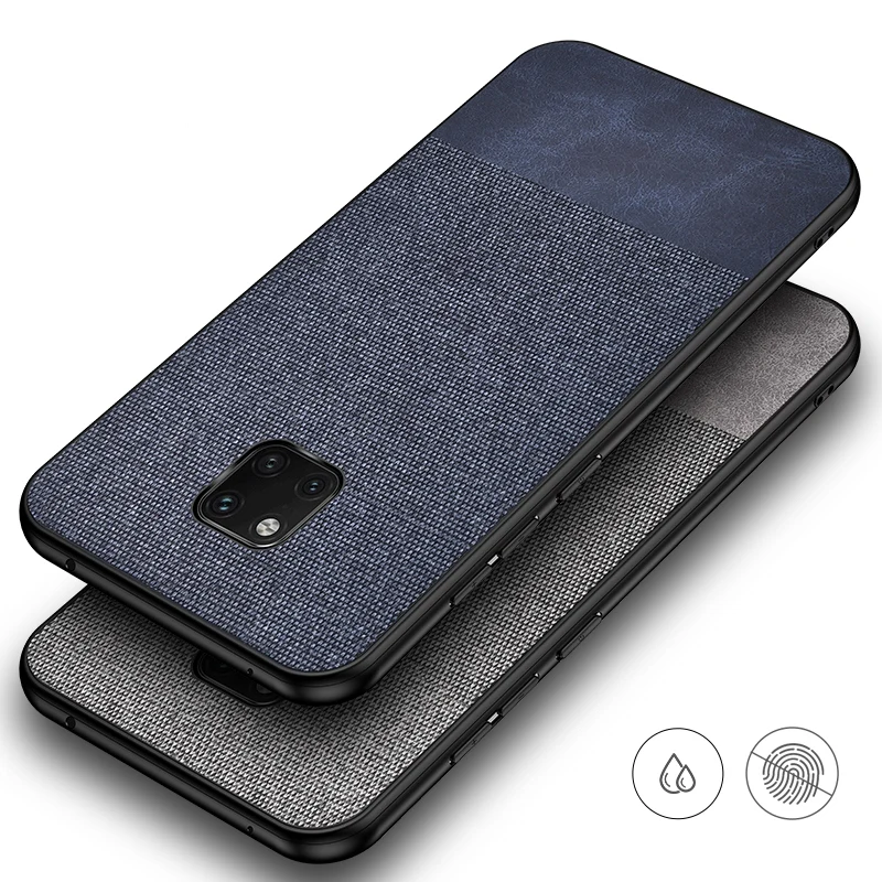 For Huawei Mate 20 Pro Case Fabric Cloth Hard PC Back Cover Mate20 Soft Silicone Busniess Simple Phone |