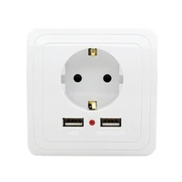 wholesale wall power socket plug grounded 16a eustandard electrical outlet with 2400ma dual usb charger port for mobile