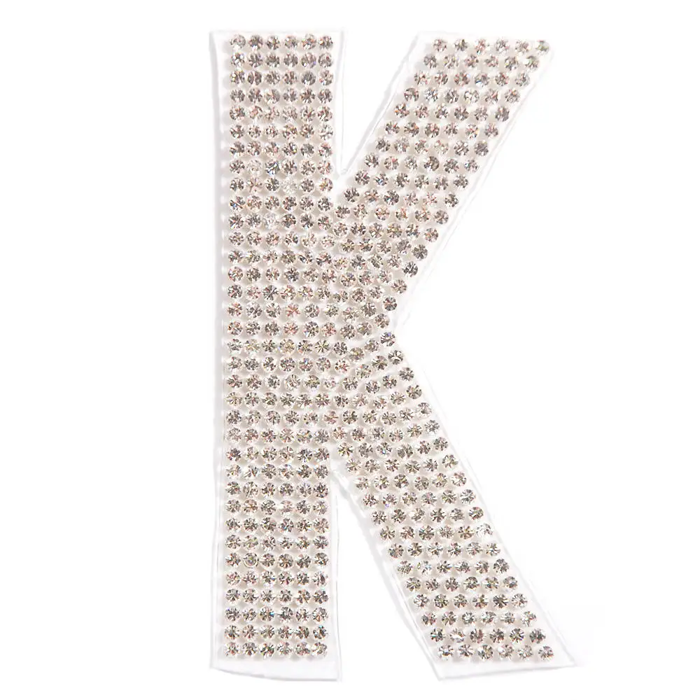 Letter K 1 шт./лот, наклейки с изображением английского алфавита и кристаллами, стразы для горячей фиксации, наклейки, аксессуары для детской и женской одежды - Цвет: Letter K