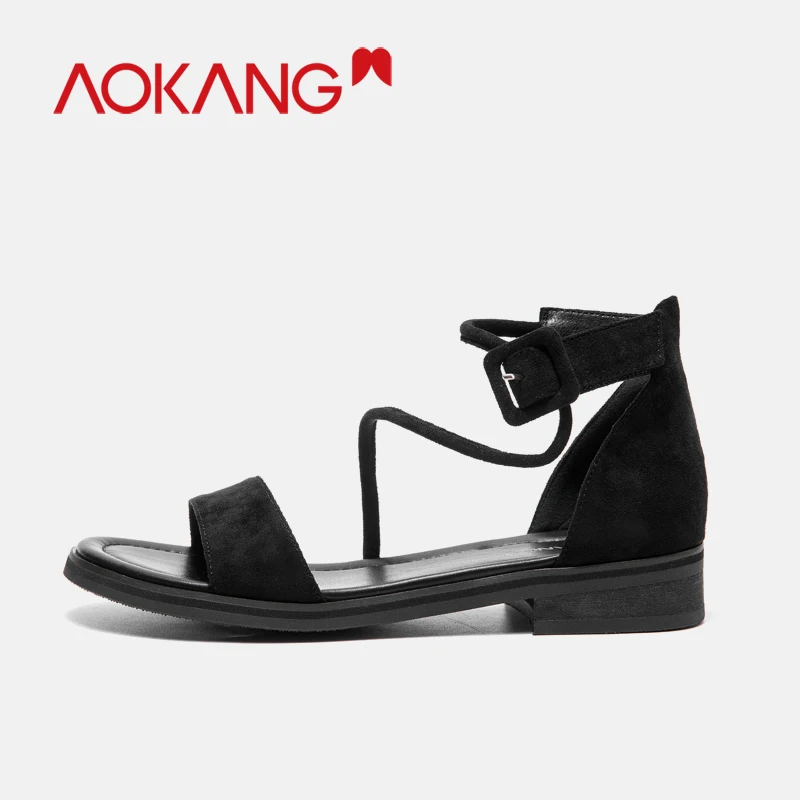 AOKANG Shoes Woman Sandals Summer Ankle Strap Open Toe Platform Wedge riband Gladiator Zipper Rome Women | Обувь