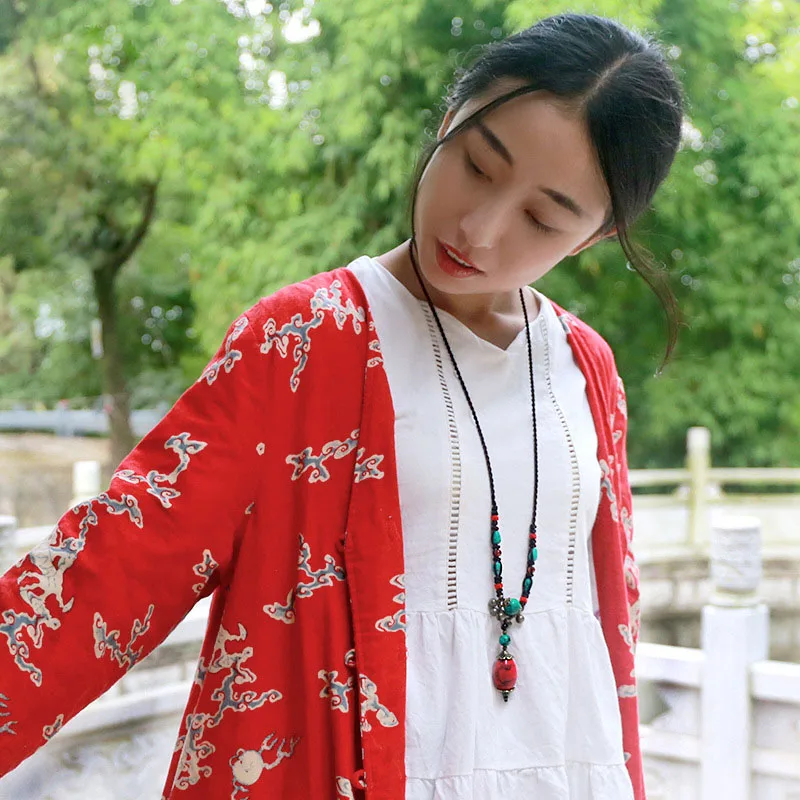 Китайские ювелирные изделия wind national винтажное длинное ожерелье с камнями