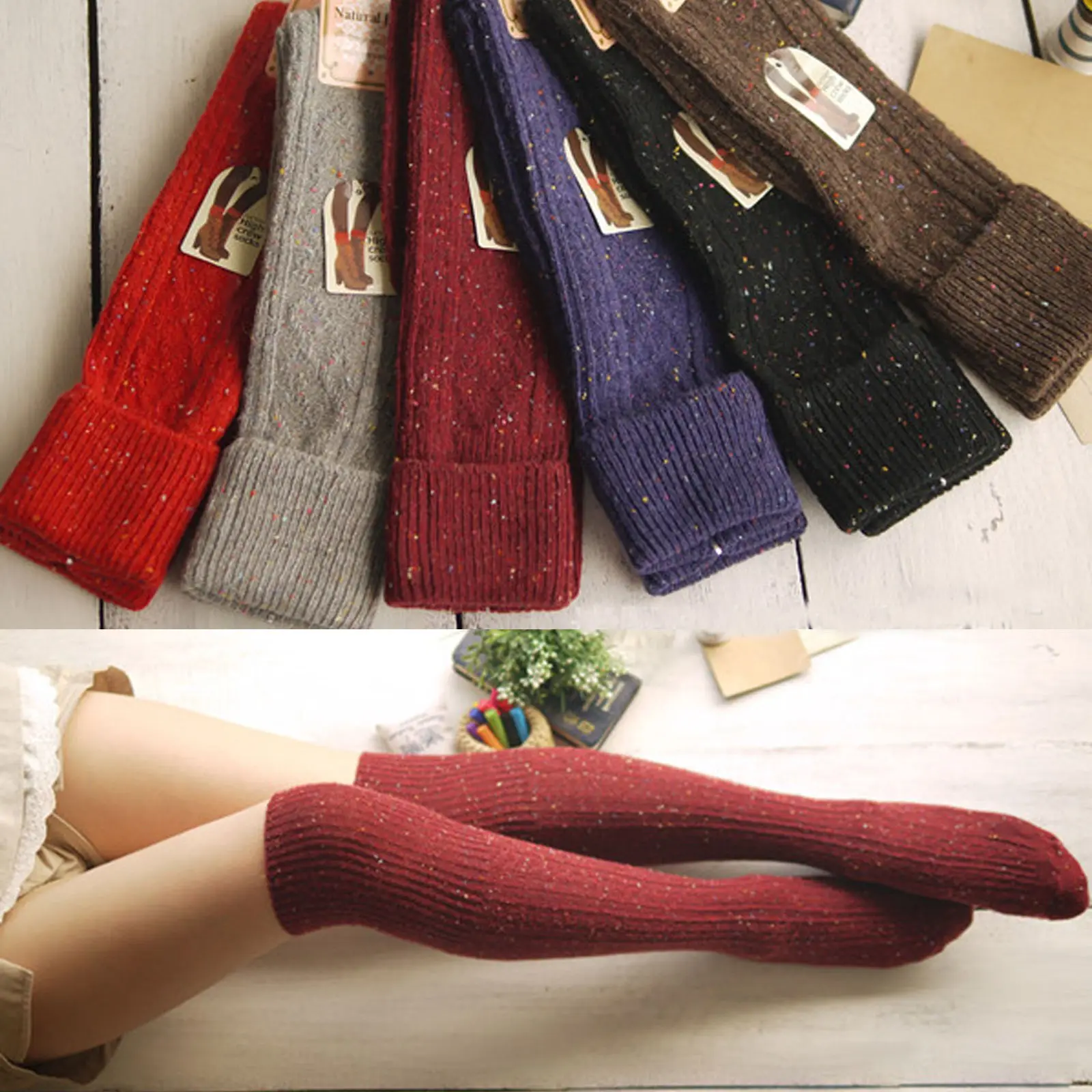 2019 шерстяные теплые женские чулки до середины икры модные длинные h сапоги в