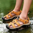 2019 новые мужские удобные сандалии из коровьей кожи, мужские пляжные туфли больших размеров, мужские уличные сандалии Нескользящая повседневная обувь для мужчин