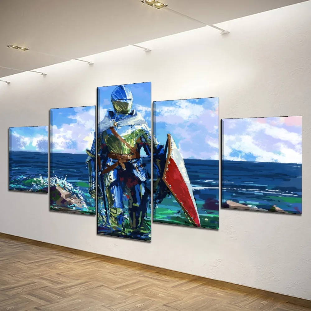 5 панельный абстрактный холст морской рыцарь темплар Куадрос пейзаж живопись