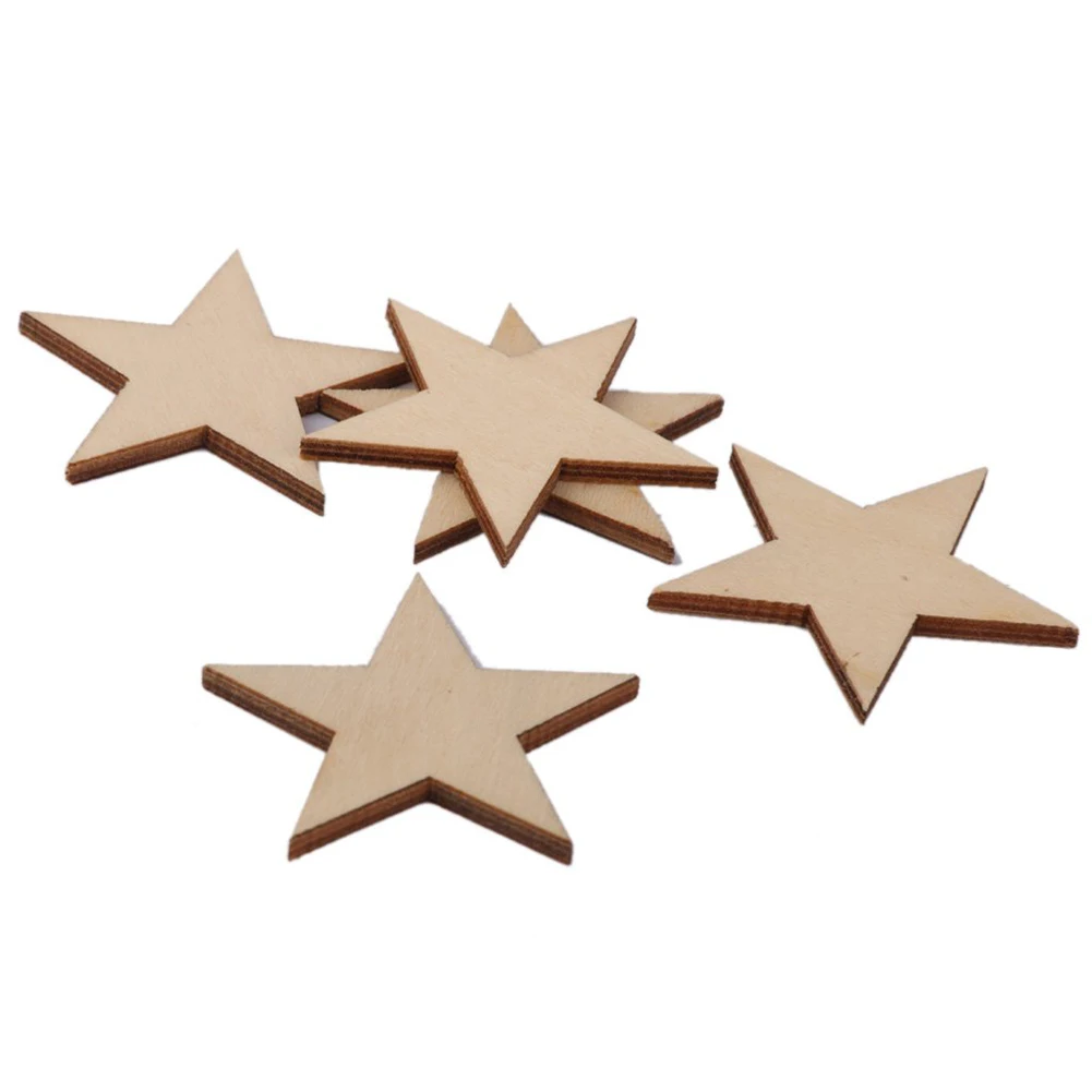 50 Pcs Wood Slices Wooden Stars Shape Craft Mini Star Embellishments For Wedding Crafts Making Colorful | Дом и сад