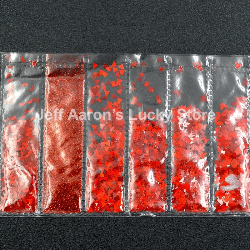 Микс 6 форм красные акриловые украшения для ногтей предложения Блестки Блеск
