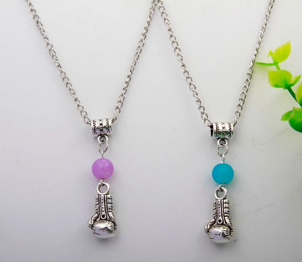 10 шт. античные серебряные боксерские перчатки очаровательные и хрустальные