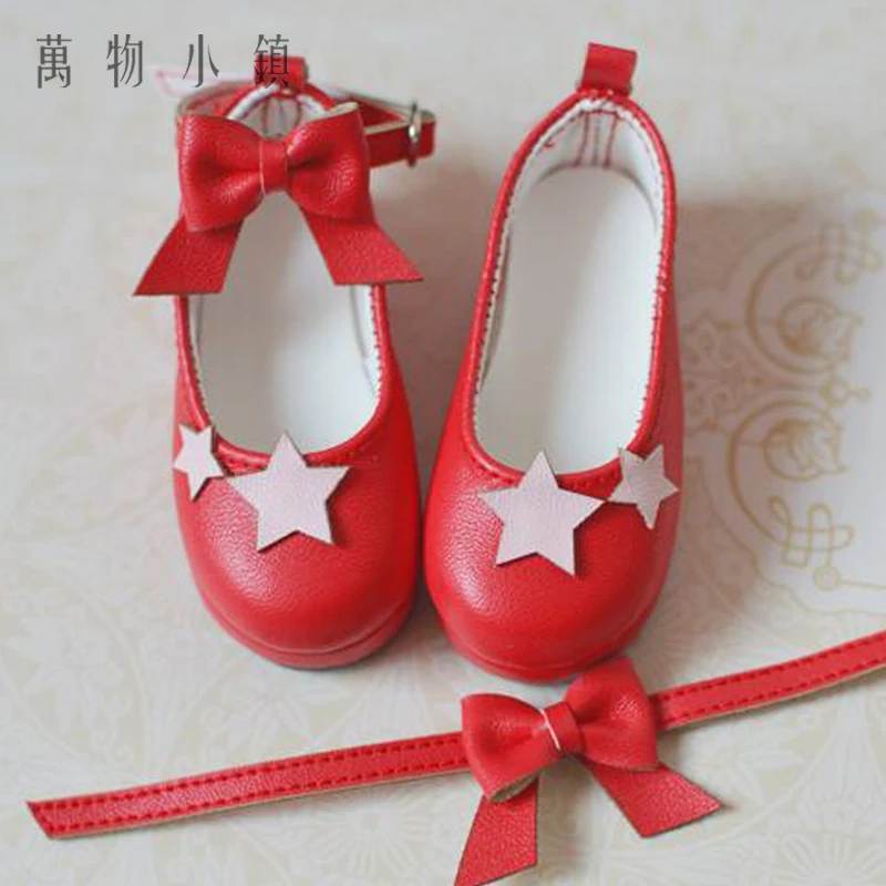 

Новые красные туфли с бантом в виде милых звезд для кукол 1/4 BJD MSD