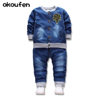 2020 new baby boy and girl clothes spring autumn children clothing denim body suit kids jeans clothes set retail