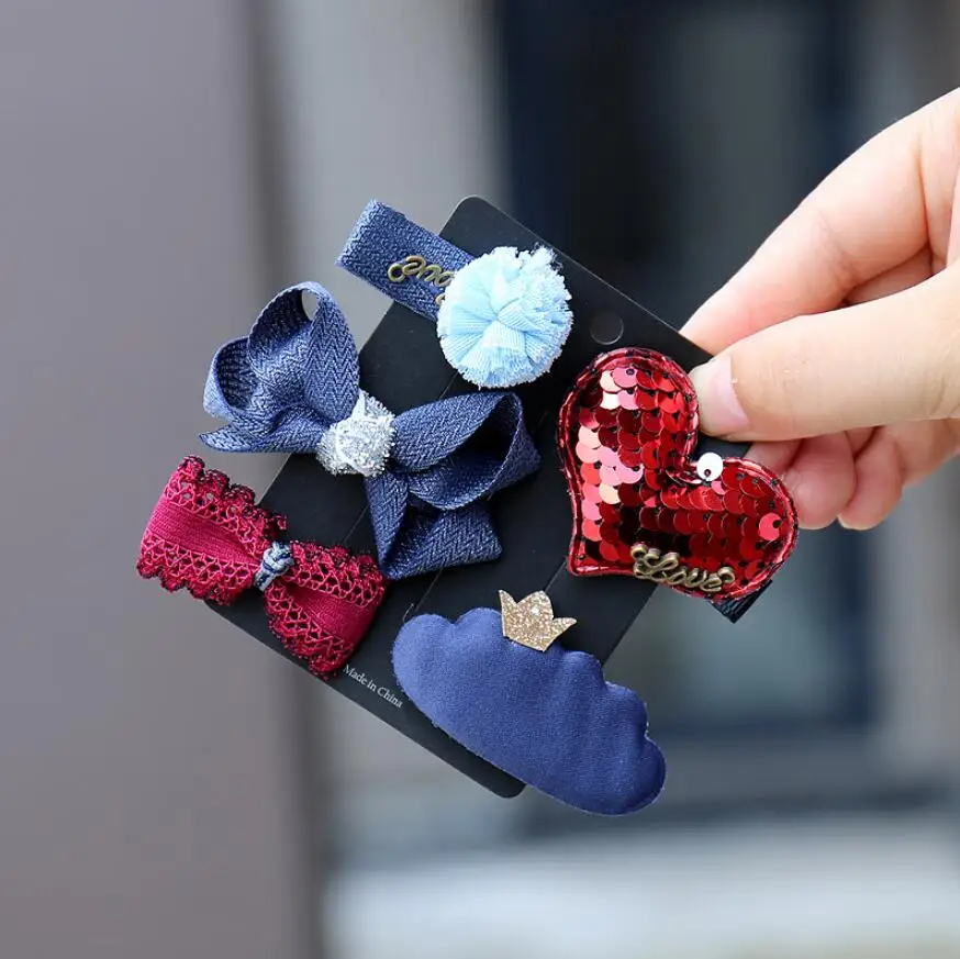 5/6pcs/set various anima flowr love Hair clips for girls hair bows Hairpin Headdress 22 colors Children hiar Accessories | Аксессуары