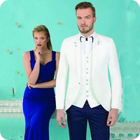 white man classic suits slim fit wedding groom tuxedo terno masculino man blazer 3piece latest coat pants party costume homme