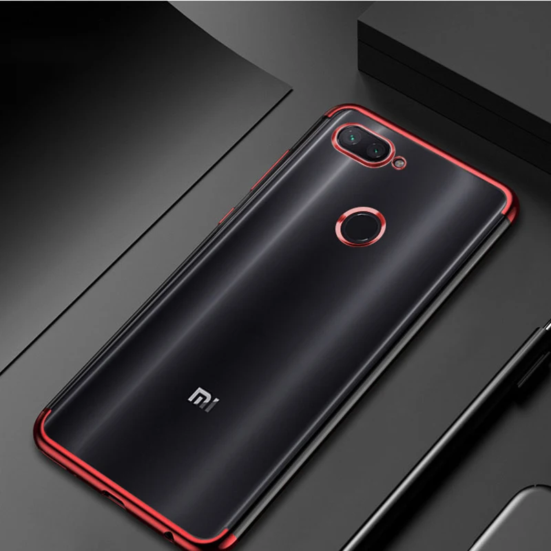 Red Силиконовый чехол для Xiao mi Red mi 5 Plus 6A S2 Note 4 4X5 5A 6 7 Pro mi A1 A2 5X6X6 8 Lite 9 SE Pocophone F1 покрытие прозрачный чехол - Цвет: Red