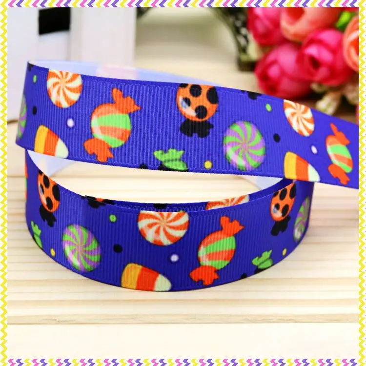 

New 7/8'' Free shipping halloween printed grosgrain ribbon hair bow headwear party decoration wholesale OEM 22mm H3928