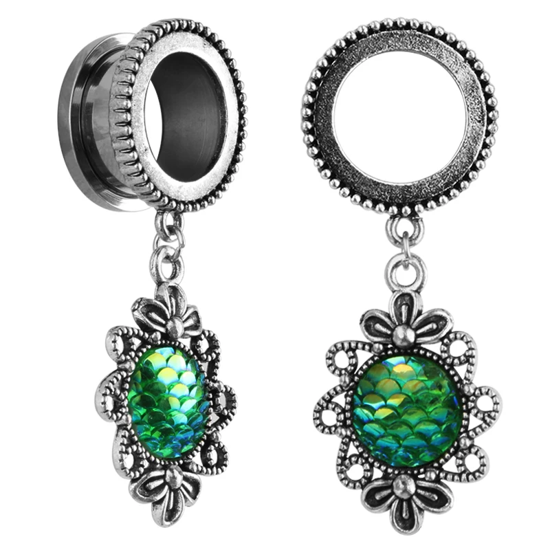 1 пара спираль из нержавеющей стали болтающиеся затычки для ушей и туннели