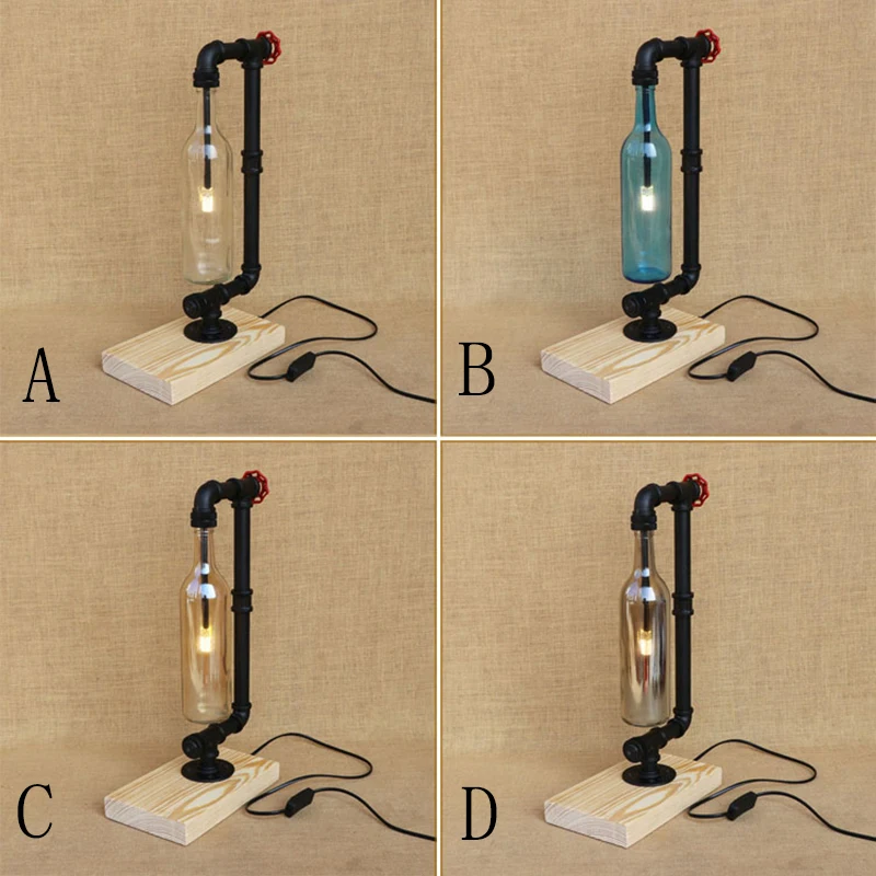 Современный абажур бутылка Настольный светильник промышленная Настольная лампа