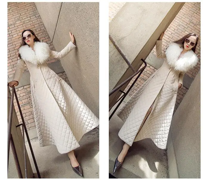 Ropa mujer invierno,, европейский стиль, элегантный, тонкий, настоящий, большой, монгольский, овечий мех, воротник, женские парки, длинное зимнее пальто для женщин