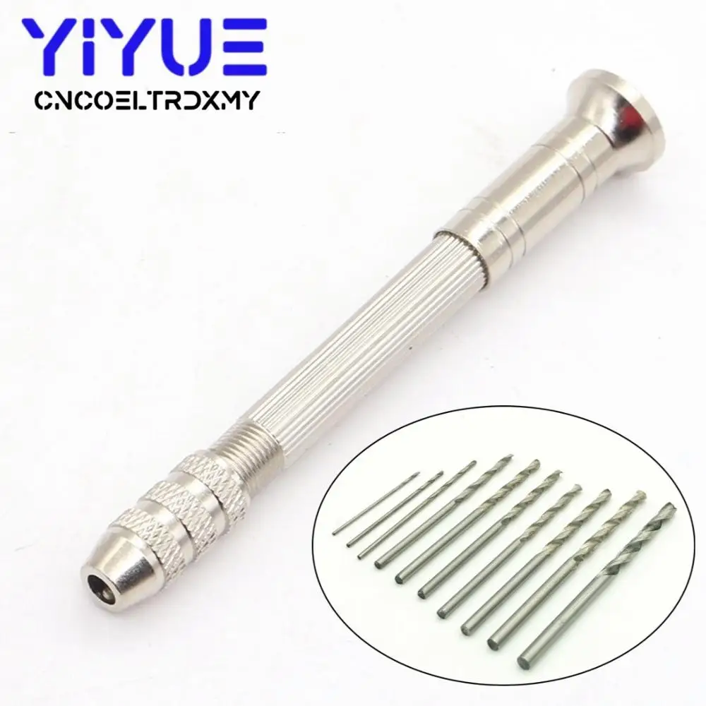 0 3 мм мини микро стальная ручная дрель с бесключевым патроном + 10 шт. спиральное