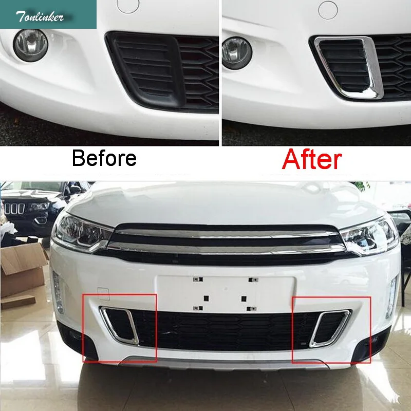 Tonlinker наружные наклейки на передние гоночные грили для Citroen C-Elysee-19 автомобильный Стайлинг 2 шт. ABS хромированные наклейки на крышки