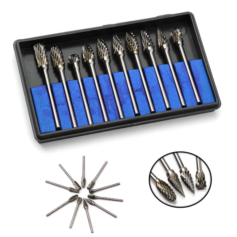 

ZENHOSIT 10PCS Mini Tungsten Cobalt Alloy Milling Cutter Machine Knife 3mm Shank Metal Diamond for Wooden Woodwork Engraving Set