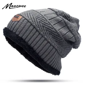 Шапка мужская зимняя, осенне-зимняя, вязаная, черная, плотная, теплая