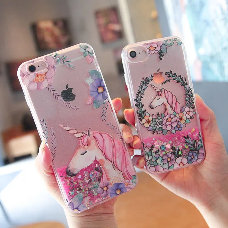 Hard Plastic Capinha For iPhone 8 7 Plus X Glitter Quicksand Cover Case 6 6s 6Plus iPone Cartoon Capa iphonex Cases |
