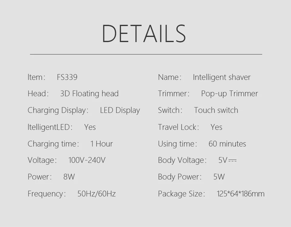 FLYCO IPX7 Washing Electric Shaver Men's Shaver Rechargeable Beard Knife 3D Float Shaving Three Razor Head Dry Wet Waterproof