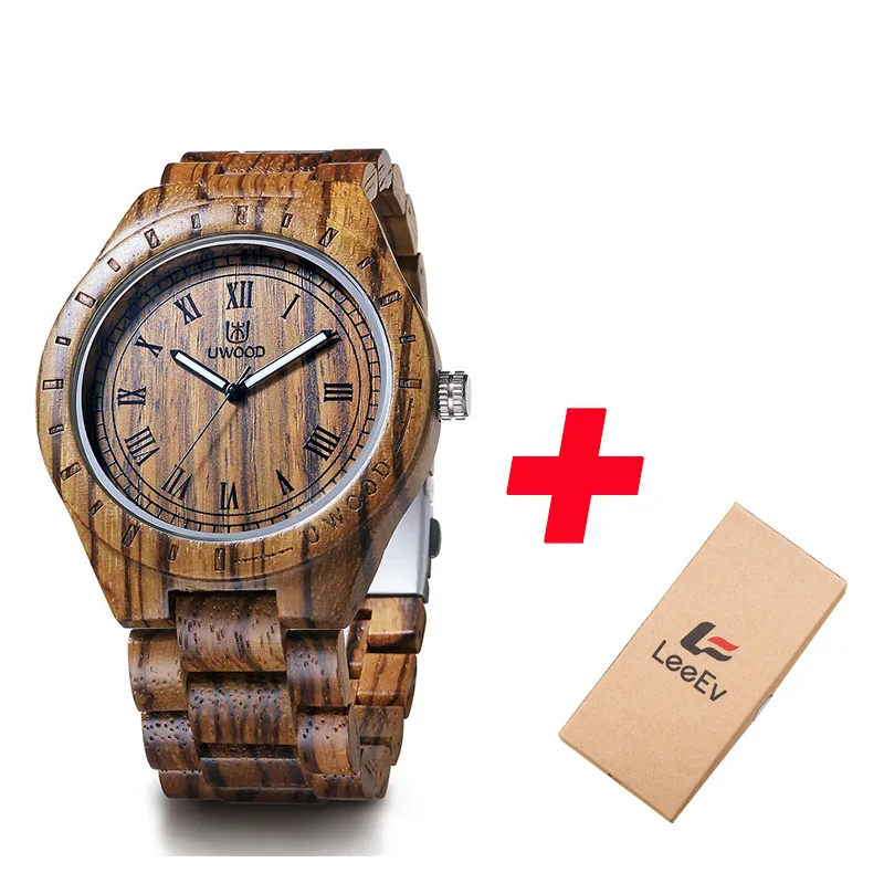 zebra wood Деревянные часы UWOOD Sandal, деревянные модные мужские часы для студентов, ретро браслет, деревянный браслет, наручные часы для мужчин, Relogio Masculino - Цвет: zebra wood