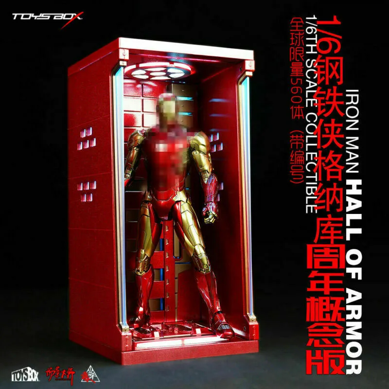 Коллекционная модель 1/6, аксессуары для фигурок, бронированная коробка для пыли Железного человека, чехол для дисплея, модель без рисунка, 12 дюймов, фигурка героя